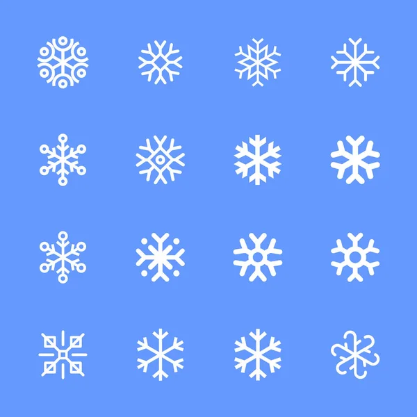 Copos Nieve Lineal Icono Conjunto — Archivo Imágenes Vectoriales