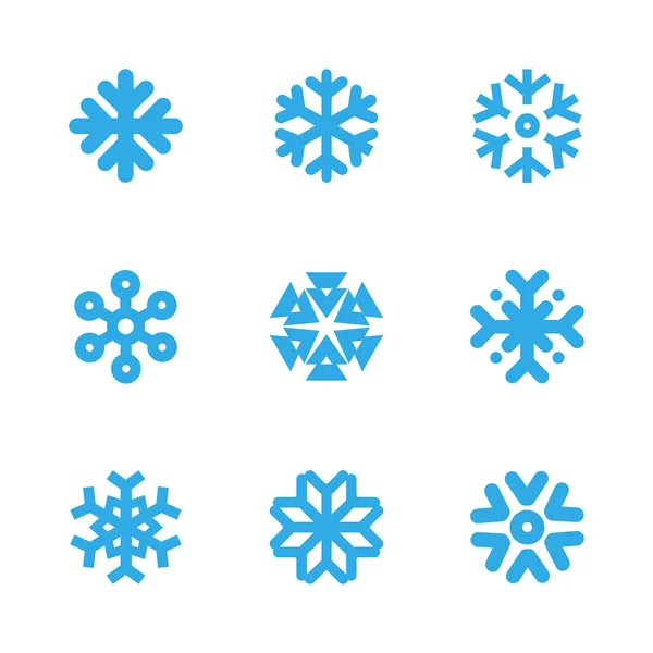 Sneeuwvlokken Lineaire Pictogram Set — Stockvector