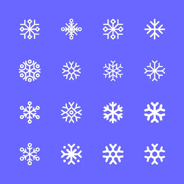 Sneeuwvlokken Lineaire Pictogram Set — Stockvector