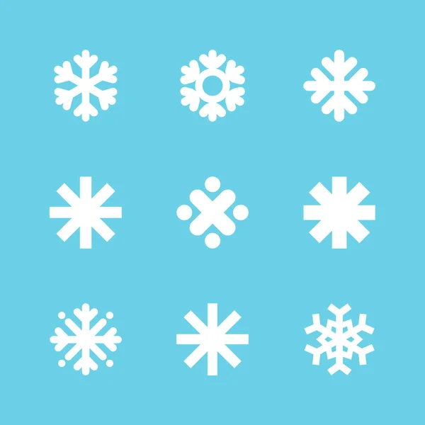 Copos Nieve Lineal Icono Conjunto — Vector de stock