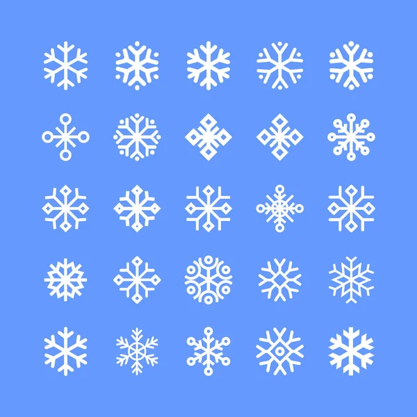 Sneeuwvlokken Lineaire Pictogram Set — Stockvector