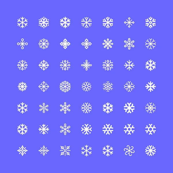 Copos Nieve Lineal Icono Conjunto — Vector de stock