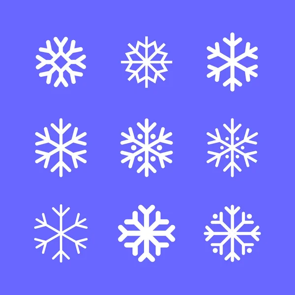 Sneeuwvlokken Lineaire Pictogram Set — Stockvector