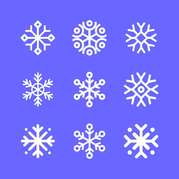 Ensemble Icônes Linéaires Snowflakes — Image vectorielle