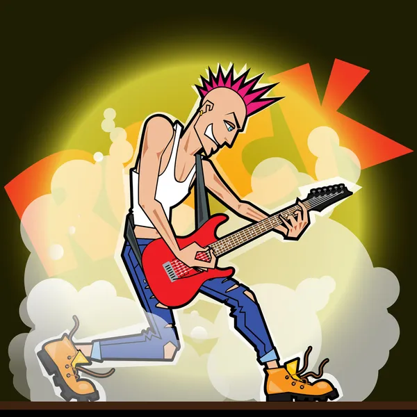 Electro Guitarrista con Iroquois — Vector de stock