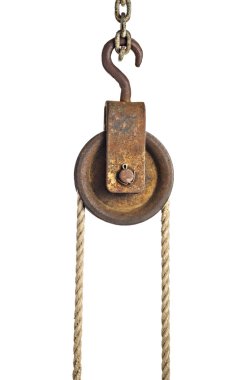 Old pulley with rope clipart
