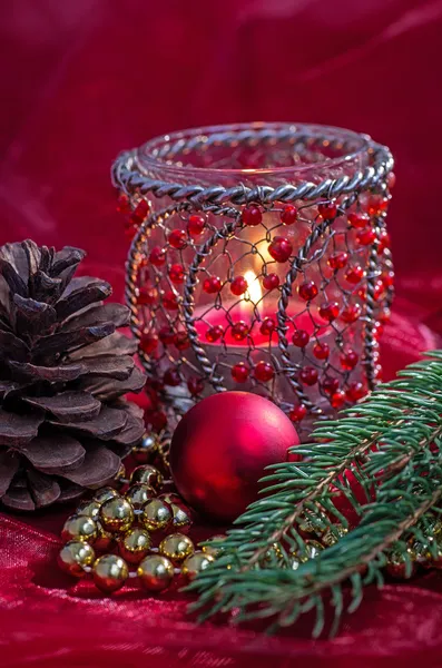 Christmas decoration with candle — Stock Photo, Image