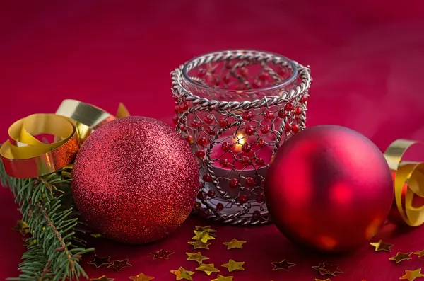 Christmas decoration with candle — Stock Photo, Image