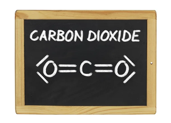 黑板上二氧化碳的化学公式chemický vzorec oxidu uhličitého na tabuli — 图库照片