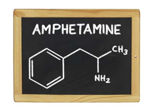 Chemische formule van amfetamine op een schoolbord — Stockfoto