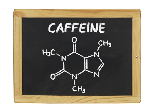Chemische Formel von Koffein auf einer Tafel — Stockfoto