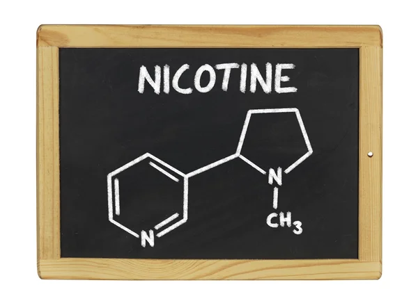 Chemical formula of nicotine on a blackboard — Stock Photo, Image