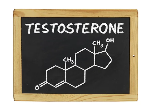 Formule chimique de testostérone sur un tableau noir — Photo