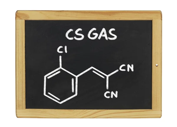 Chemical formula of cs gas on a blackboard — Stock Photo, Image