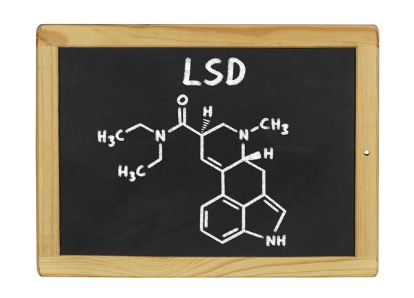 Fórmula química de lsd en una pizarra — Foto de Stock
