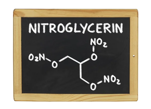 Kemisk formel av nitroglycerin på en svart tavla — Stockfoto