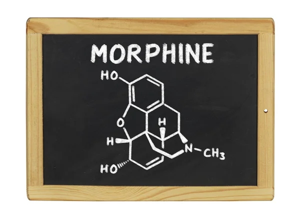 Chemical formula of morphine on a blackboard — Stock Photo, Image