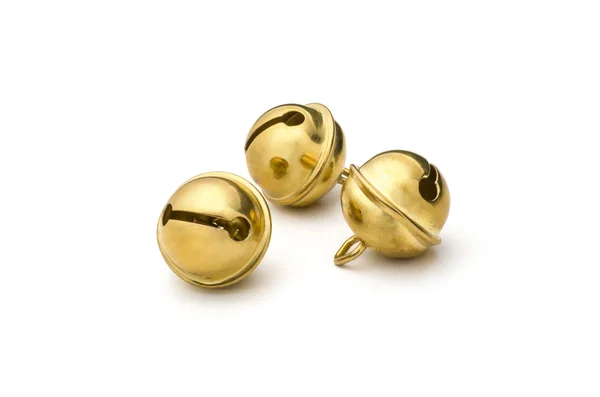 Three golden sleigh bells — Stock Photo, Image