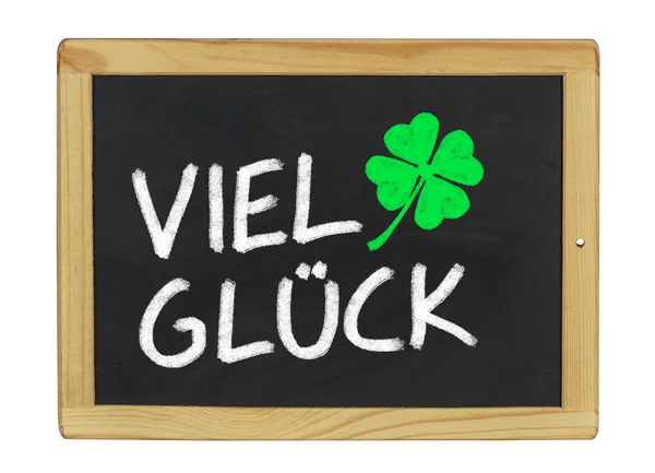 Viel Glück on a blackboard — Stockfoto