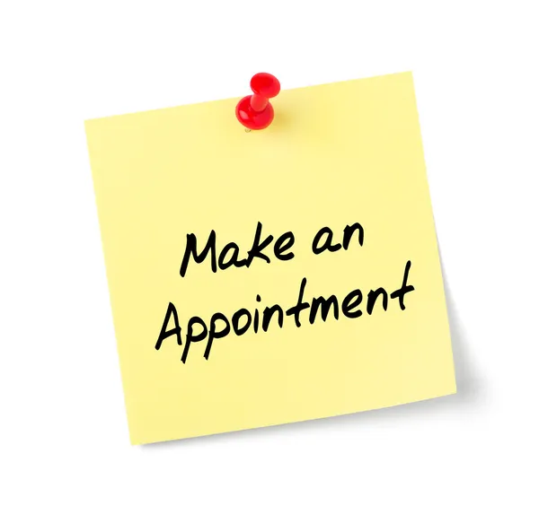 Yellow paper note with text Make an Appointment — Stock Photo, Image