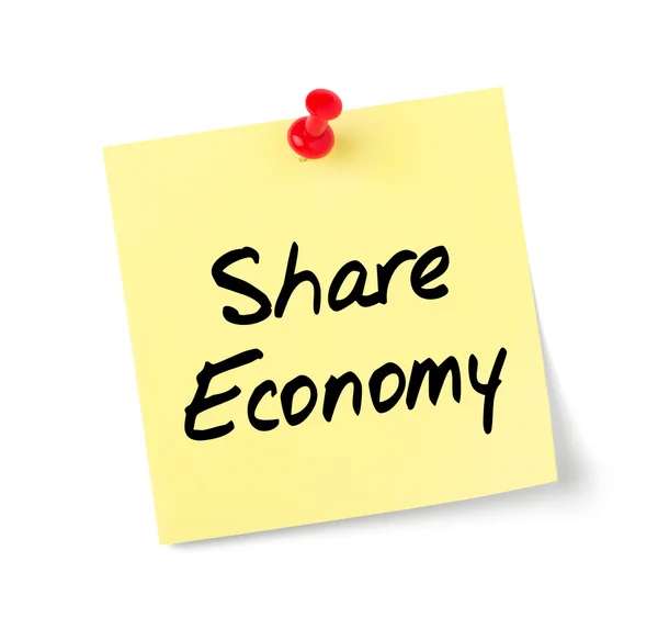 Yellow paper note with text Share Economy — 图库照片