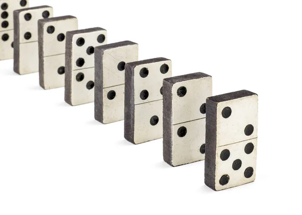 Row of old dominoes — Stock Photo, Image