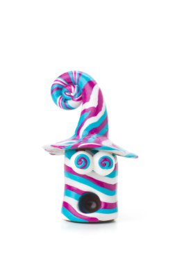 Handmade modeling clay figure stripes and crazy eyes clipart