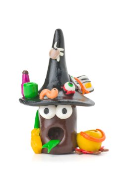 Handmade modeling clay alchemist figure clipart