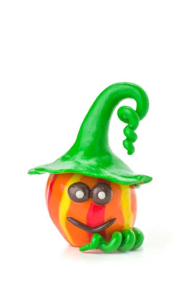 Handmade modeling clay pumpkin figure — Stock Photo, Image