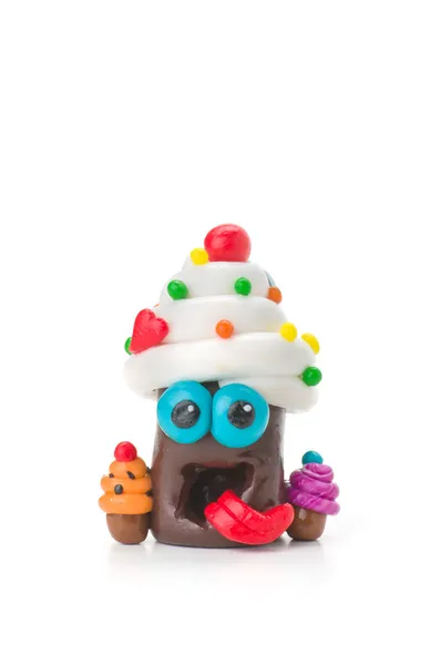 Handmade modeling clay figure with sweets — Stock Photo, Image