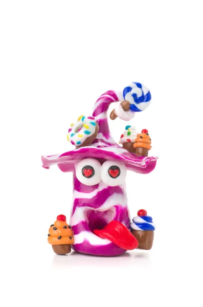 Handmade modeling clay figure with sweets — Stock Photo, Image