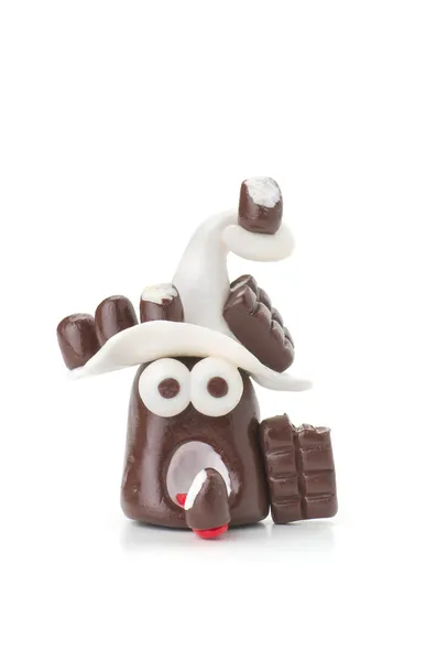 Handmade modeling clay figure with chocolate — Stock Photo, Image