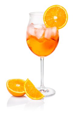 Aperol Spritz in a wine glass decorated with an orange slice clipart