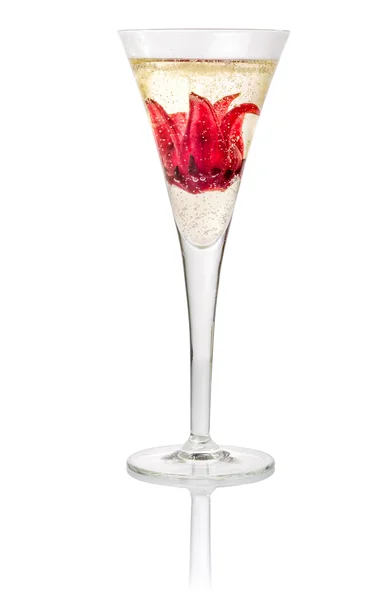 Champagne cocktail med hibiscus blomma — 图库照片