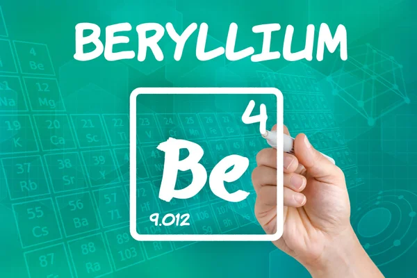 Símbolo do elemento químico berílio — Fotografia de Stock
