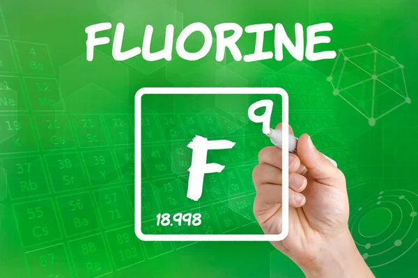 Symbol für das chemische Element Fluor — Stockfoto