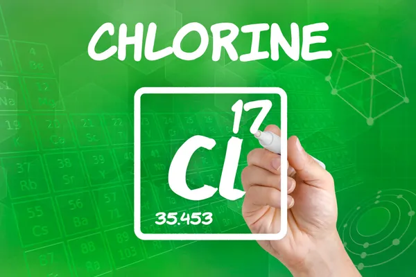 Símbolo para el cloro elemento químico — Stok fotoğraf