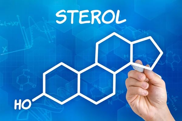 Ręka z pióra rysunek wzór chemiczny steroli — Zdjęcie stockowe