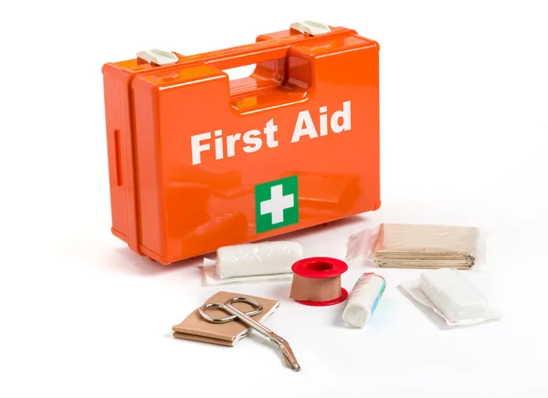 First Aid Kit with dressing material — Stock Photo, Image