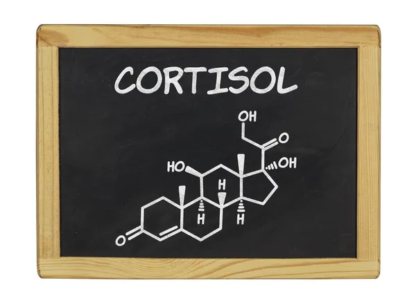 Fórmula química de cortisol em um quadro-negro — Fotografia de Stock