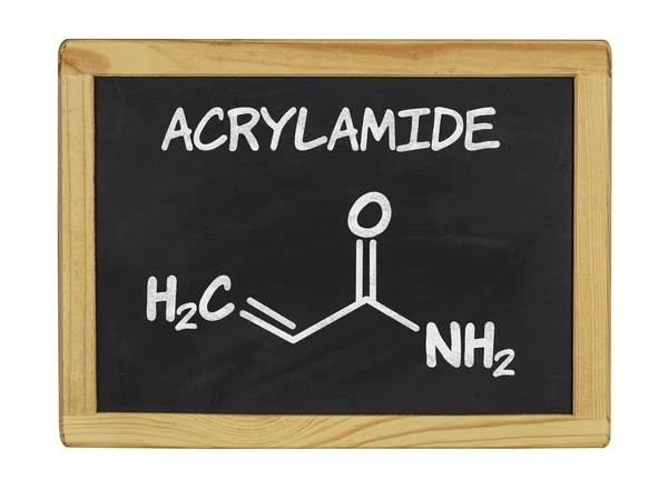 Chemical formula of acrylamid on a blackboard — Stock Photo, Image