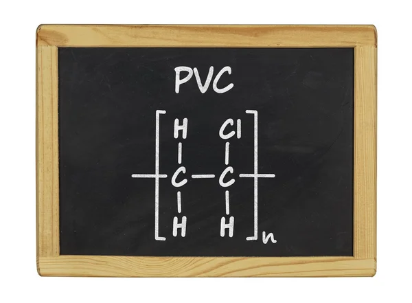 Chemical formula of pvc on a blackboard — Stock Photo, Image