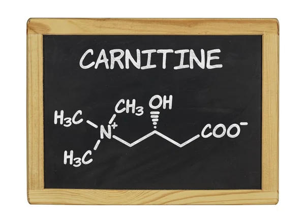 Chemical formula of carnitine on a blackboard — Stock Photo, Image