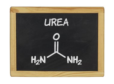 Chemical formula of urea on a blackboard clipart