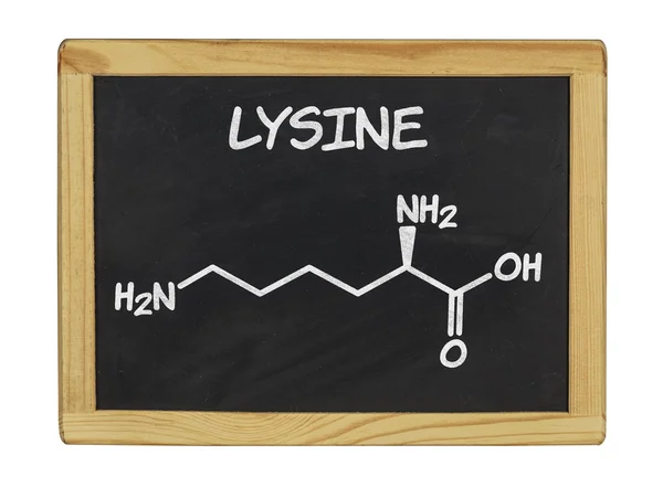 Formule chimique de lysine sur un tableau noir — Photo