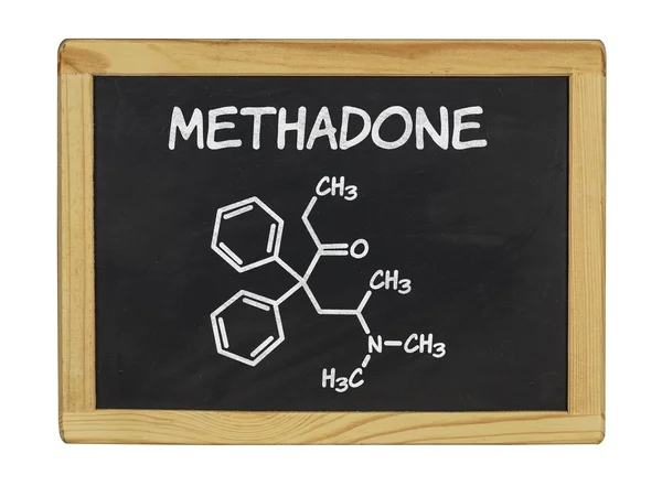 Chemische formule methadon is aangetroffen op een schoolbord — Stockfoto