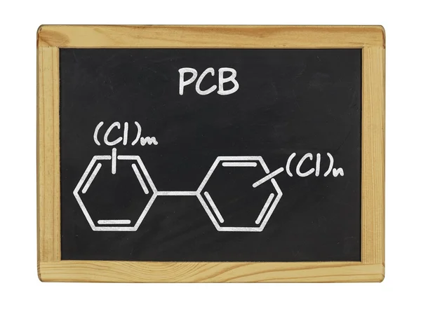 Χημικός τύπος του pcb σε έναν πίνακα — Φωτογραφία Αρχείου