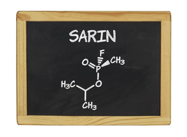 Chemische formule van sarin op een schoolbord — Stockfoto