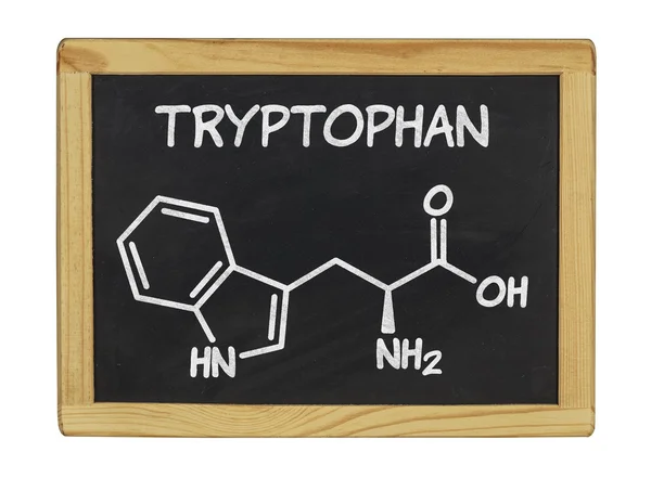Wzór chemiczny: tryptofan na tablicy — Zdjęcie stockowe