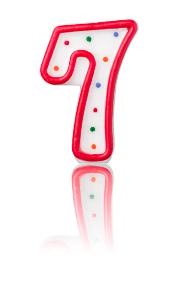 Red number 7 with reflection — Stock Photo, Image